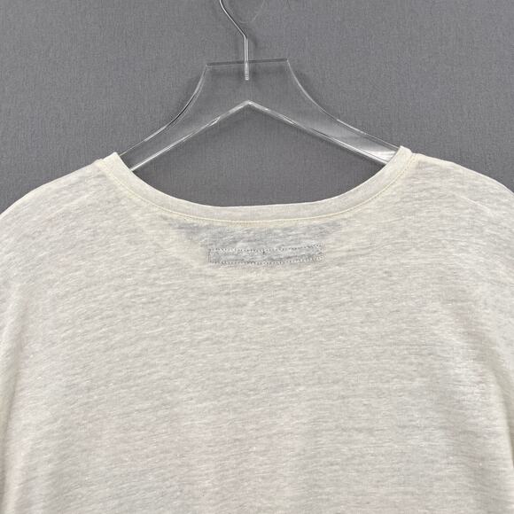 ENZA COSTA Linen Knit Tee Womens Medium Cream Loose Slouchy Relaxed Crew Top - Picture 7 of 13